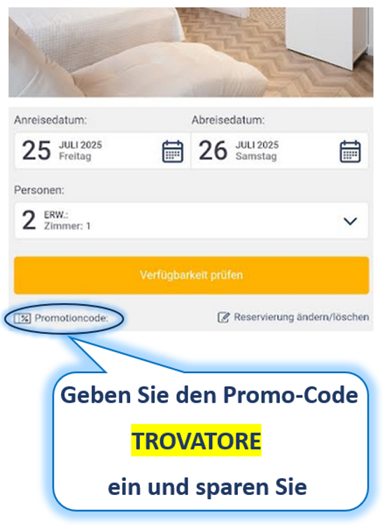 Inserisci il codice promo TROVATORE